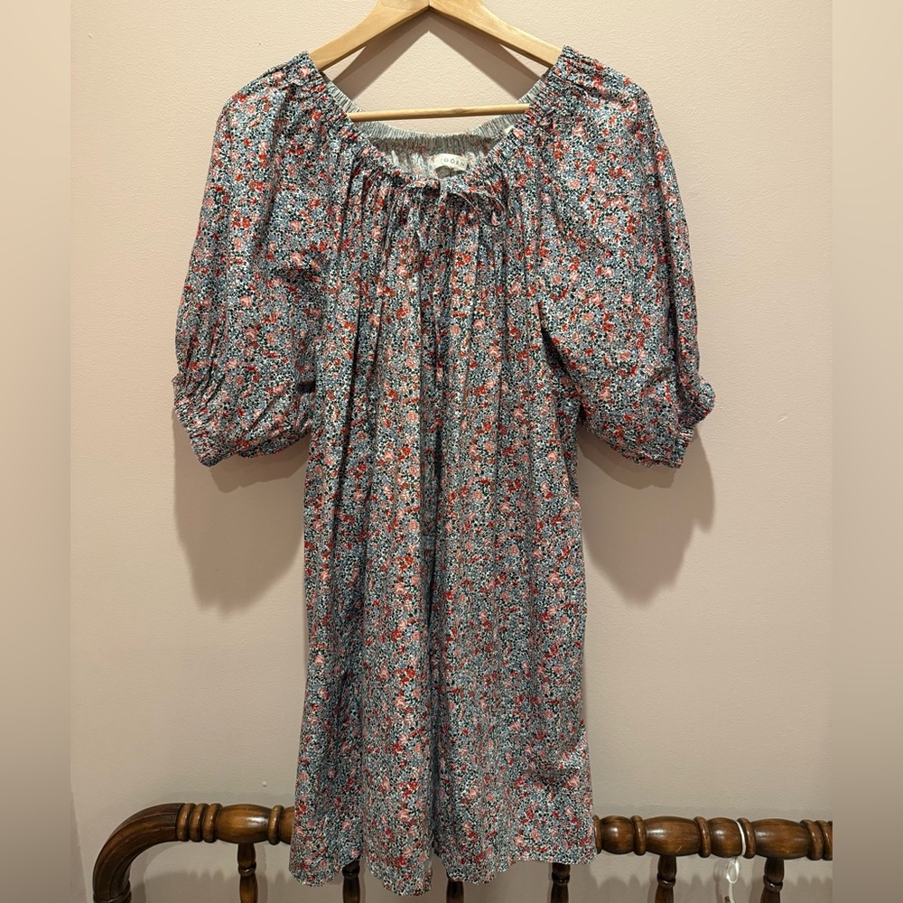 Doen Chestnut Dress in White Petit Jardin print